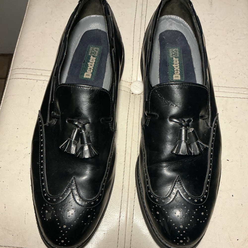 Dexter Black Leather Tassel Brogue Loafers
